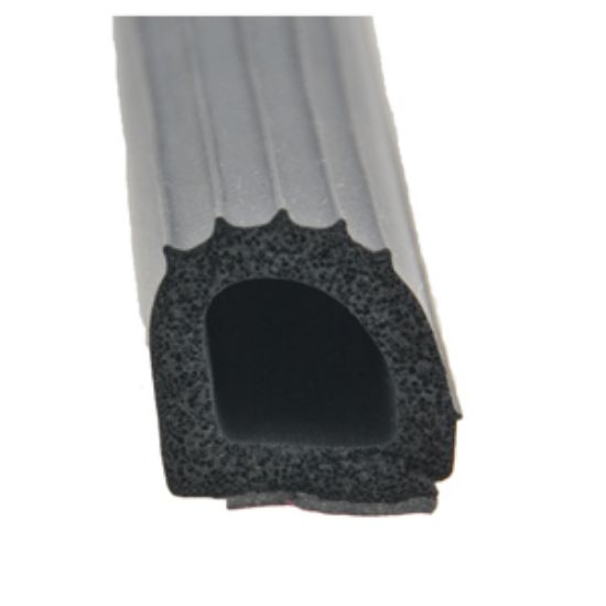 Picture of AP Products  Black 1"W x 1"H x 50'L Ribbed Foam D Seal w/ Hats Red Tape 018-206 13-1048                                      