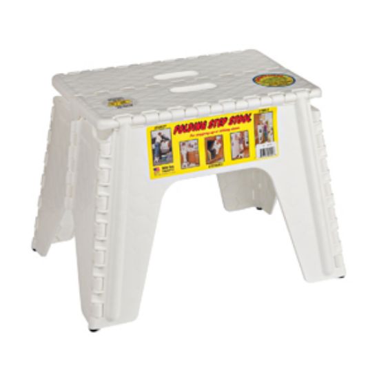 Picture of B&R Plastics EZ-Foldz 12"H White Plastic Folding Step Stool 103-6WH 03-1216                                                  