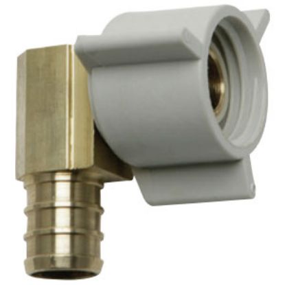 Picture of BestPEX  3/8" PEX x 1/2" FPT Plastic Swivel End Nut Brass Fresh Water 90 Deg Elbow 51197 72-0838                             