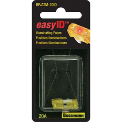 Picture of Bussman easyID 2-Pack 20A ATM Yellow Blade Fuse BP/ATM-20ID 19-2729                                                          