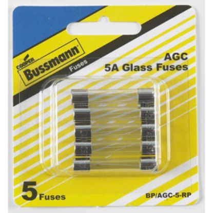 Picture of Bussman  5-Pack 5A AGC Glass Tube Fuse BP/AGC-5-RP 19-3411                                                                   