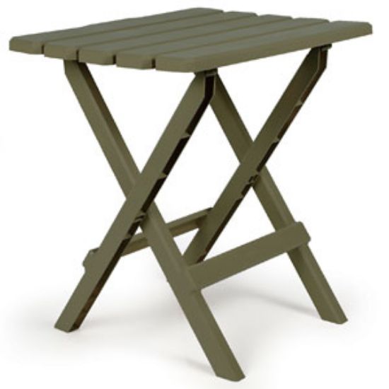 Picture of Camco Adirondack 18"L x 15"W x 19-1/2"H Sage Plastic Folding Adirondack Table 51884 03-0674                                  