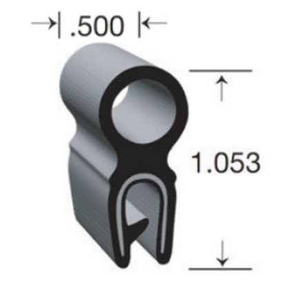 Picture of Clean Seal  Black EPDM 1/2"W x 1.053"H x 50'L U-Channel Seal G7011-T-50 13-1775                                              