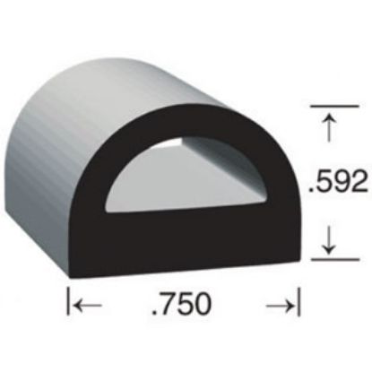 Picture of Clean Seal  Black EPDM 3/4"Wx0.592"Hx50'L D-Type Seal 125H2-50 13-1752                                                       