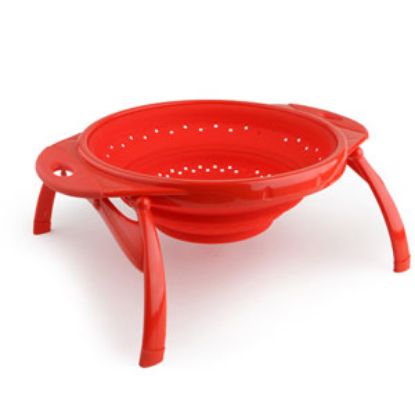Picture of Dexas  4 Qt Red Silicone Collapsible Kitchen Strainer 10CC1795 03-1075                                                       