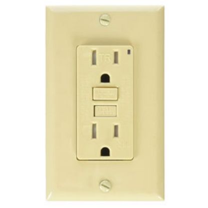 Picture of Diamond Group  Ivory 120V/ 15A Indoor/ Outdoor GFI Receptacle DG15VVP 19-1347                                                