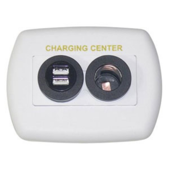 Picture of Diamond Group  White 12V USB Power Port Socket w/Wall Plate DG61024VP 19-2692                                                