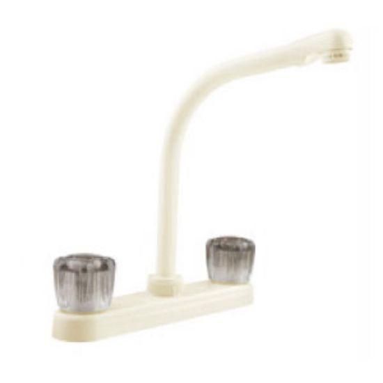 Picture of Dura Faucet  White w/Smoke Knobs Hi Rise 8" Kitchen Faucet DF-PK210S-WT 10-0361                                              