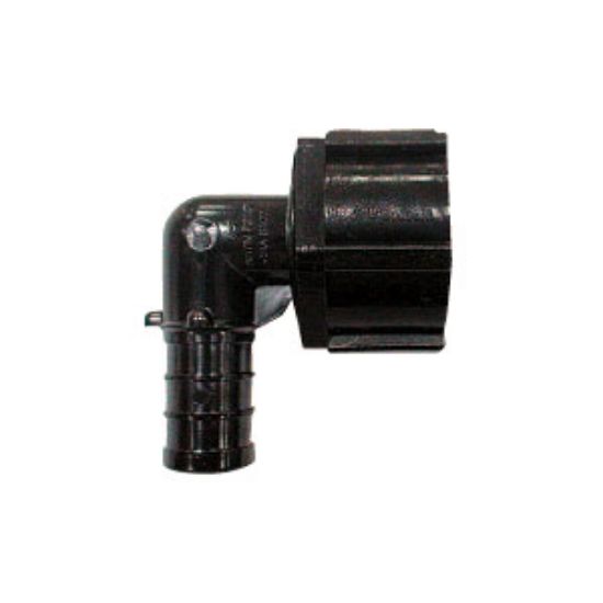 Picture of EcoPoly Fittings  1/2" PEX x 1/2" FPT Swivel Nut Black Plastic Fresh Water 90 Deg Elbow 29816 69-5045                        