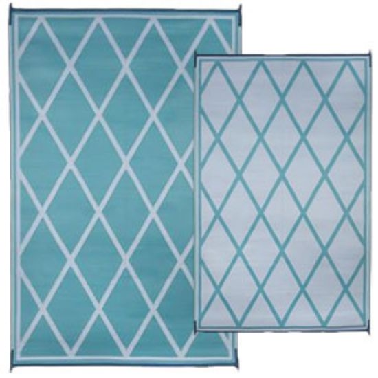 Picture of Faulkner  12'L x 9'W Turquoise/ White Polypropylene Reversible Camping Mat 68902 01-1191                                     