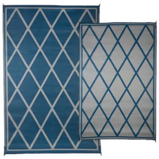 Picture of Faulkner  20'L x 8'W Blue/ Ivory Polypropylene Reversible Camping Mat 68919 01-1196                                          