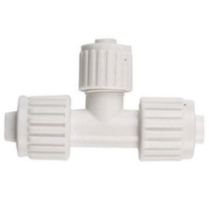 Picture of Flair-It  1/2" PEX Run x 3/8" PEX Branch White Plastic Fresh Water Reducing Tee 16830 72-0772                                