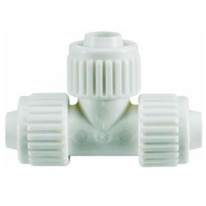 Picture of Flair-It  3/8" PEX White Plastic Tee Fresh Water Coupler Fitting 16831 72-0773                                               