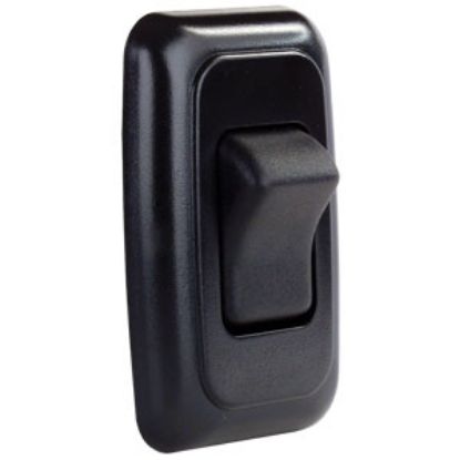 Picture of JR Products  Black 125-250V/ 16A SPST Single Rocker Switch w/ Bezel 12225 19-0158                                            