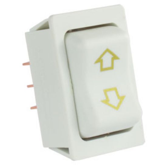 Picture of JR Products  White 40A/12V 5-Pin Mom-On/ Off/ Mom-On Slide Out Switch 12075 19-0179                                          