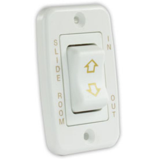 Picture of JR Products  White 40A/12V 5-Pin Mom-On/ Off/ Mom-On Slide Out Switch 12345 19-0171                                          