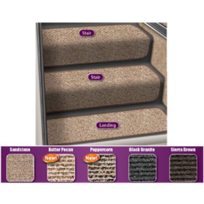 Picture of Prest-o-Fit Step Huggers (R) 23-1/2"L x 6"W Black Granite Step Rug for Landing Steps 5-0090 04-0436                          