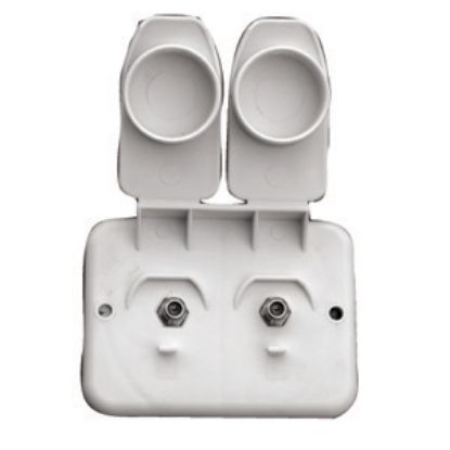 Picture of Prime Products  White Outdoor Dual Cable TV Receptacle w/ Cover 08-6212 24-1059                                              