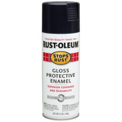 Picture of Rust-Oleum Stops Rust (R) 12Oz Gloss Black Spray Can Paint 7779830 69-9768                                                   