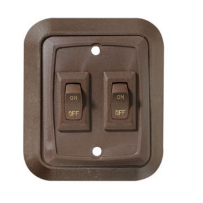 Picture of RV Designer  Brown SPST Double Rocker Switch w/Bezel for Entry Step S655 19-2481                                             