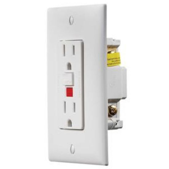 Picture of RV Designer  White 125V Round Receptacle w/GFI S801 19-2407                                                                  