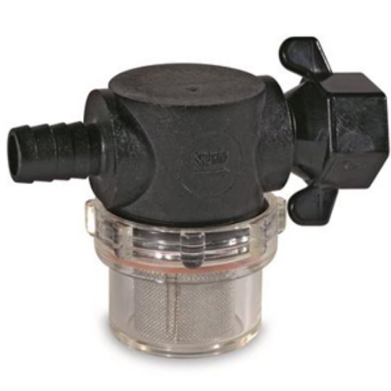 Picture of SHURflo  1/2" Hose Barb x 1/2" Female Swivel Fresh Water Pump Strainer For Shurflo 255-325 10-0116                           