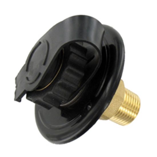 Picture of Valterra  Black Brass Flush Mount Fresh Water Inlet w/Check Valve A01-0169LFVP 10-0676                                       