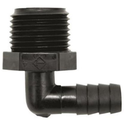 Picture of Valterra  Plastic 90 Deg Elbow 1/2" MNPT x 3/8" Barb Fresh Water Hose Connector RF882 10-0865                                