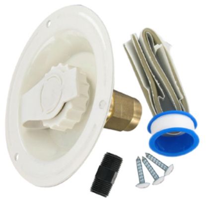 Picture of Valterra  White Brass Recessed Mount Fresh Water Inlet w/Check Valve A01-0177LFVP 10-0791                                    