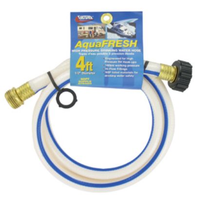 Picture of Valterra Aqua Fresh White 1/2"x4' Fresh Water Hose w/Gripper W01-5048 11-0040                                                